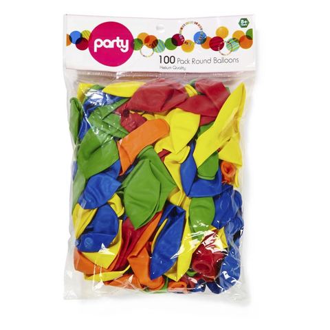 100 Pack Round Balloons Kmart