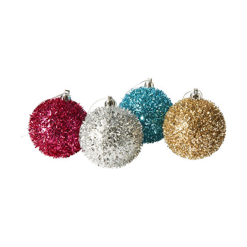 fluffy glittered baubles multi coloured set of 4 kmart fluffy glittered baubles multi coloured set of 4 kmart