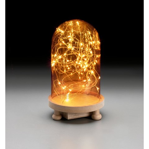 Glass Dome with Wire LED Lights - Warm White Kmart