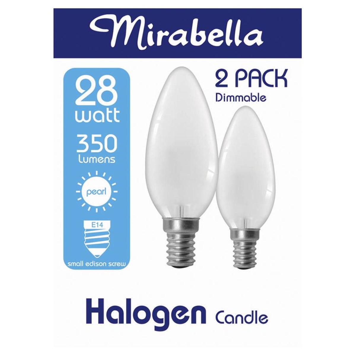 Mirabella 2 Pack E14 28W Dimmable Halogen Candle Bulb Kmart