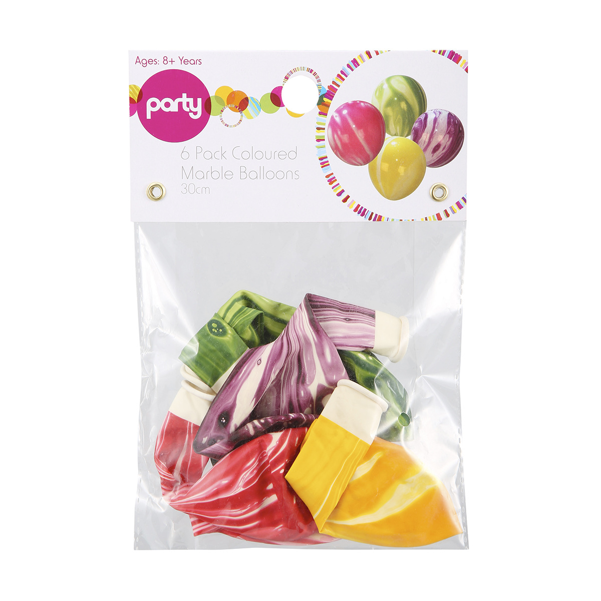 6 Pack Coloured Marble Balloons Kmart