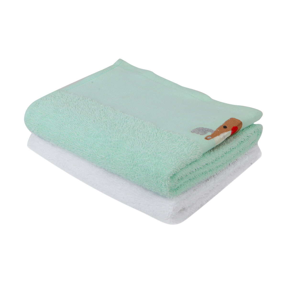 2 Pack Mint and White Hand Towels