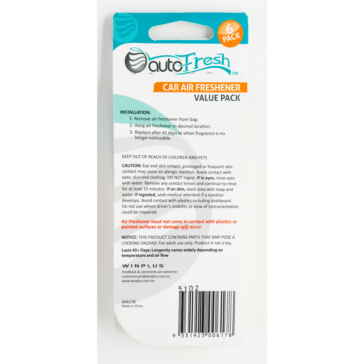 Autofresh Car Air Fresheners Pack of 6 Kmart