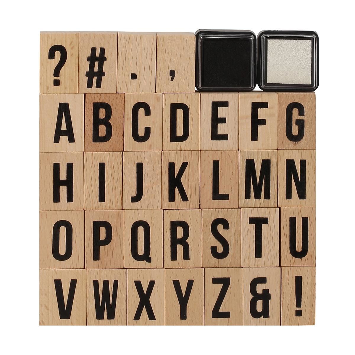 32 Wooden Stamps & 2 Ink Pads Kmart