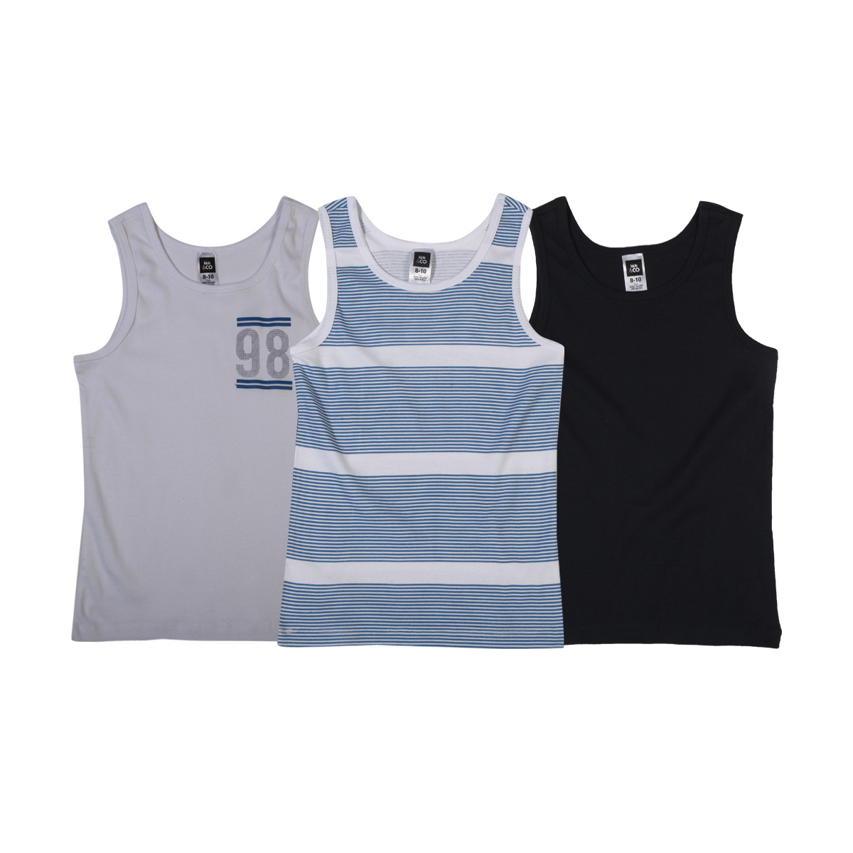 3 Pack Printed Singlets Kmart
