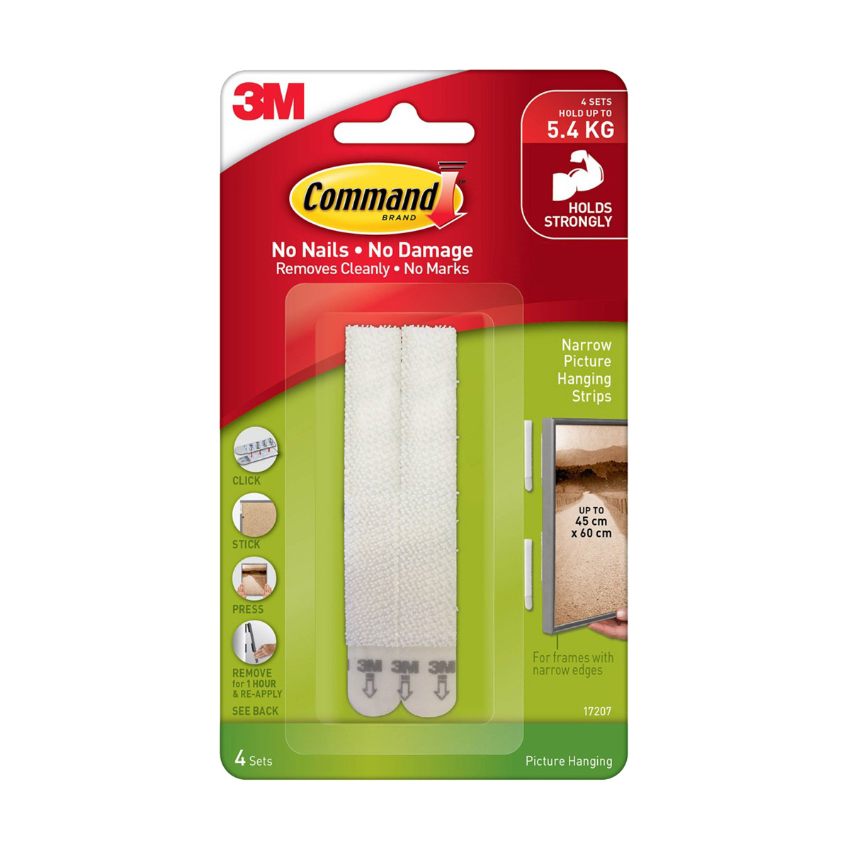 3M Command Large Narrow Picture Hanging Strips Set of 4 Kmart