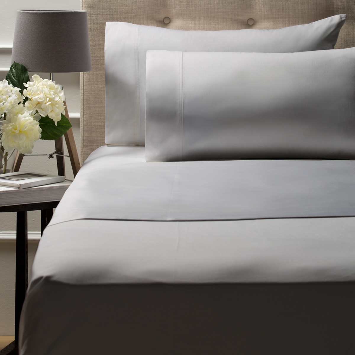 500 Thread Count Australian Grown Cotton Sheet Set Double Bed, Silver