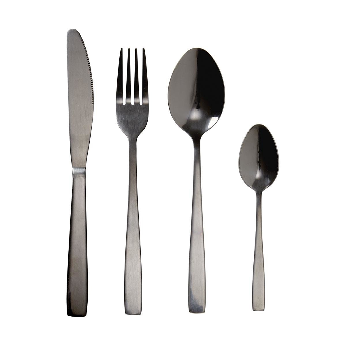 16 Piece Black Cutlery Set Kmart