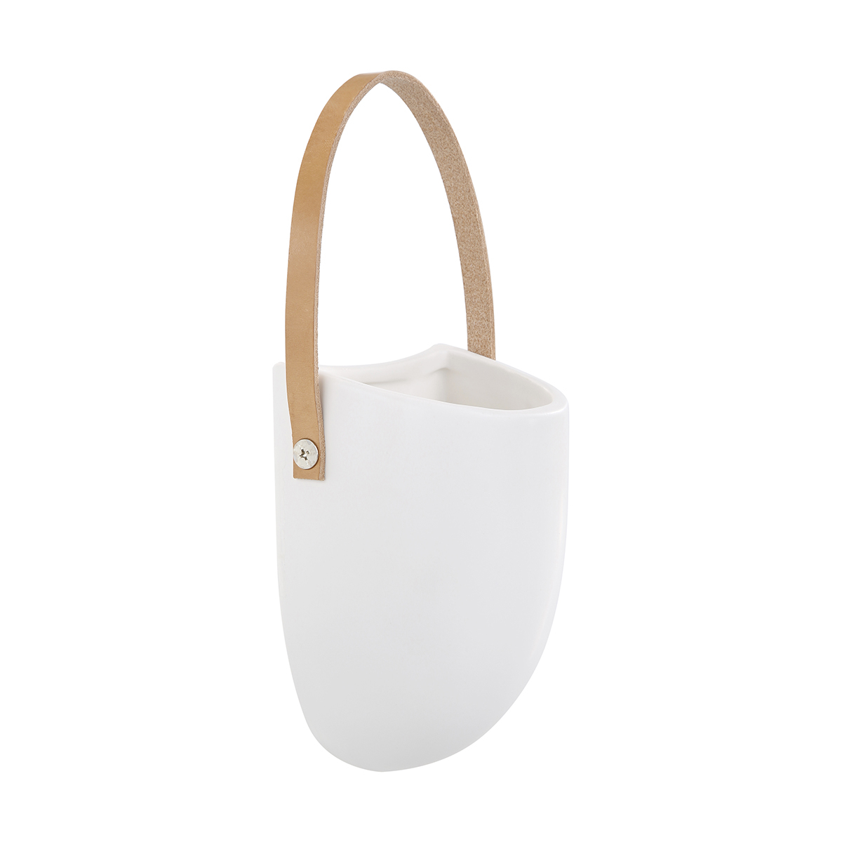 Mini Hanging Planter with Strap - White