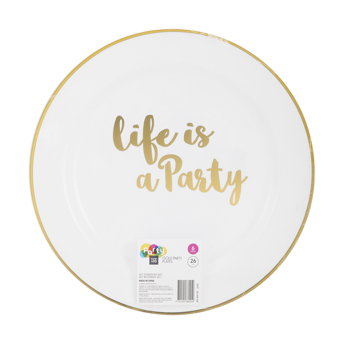 6 Piece Gold Look Party Plates Kmart