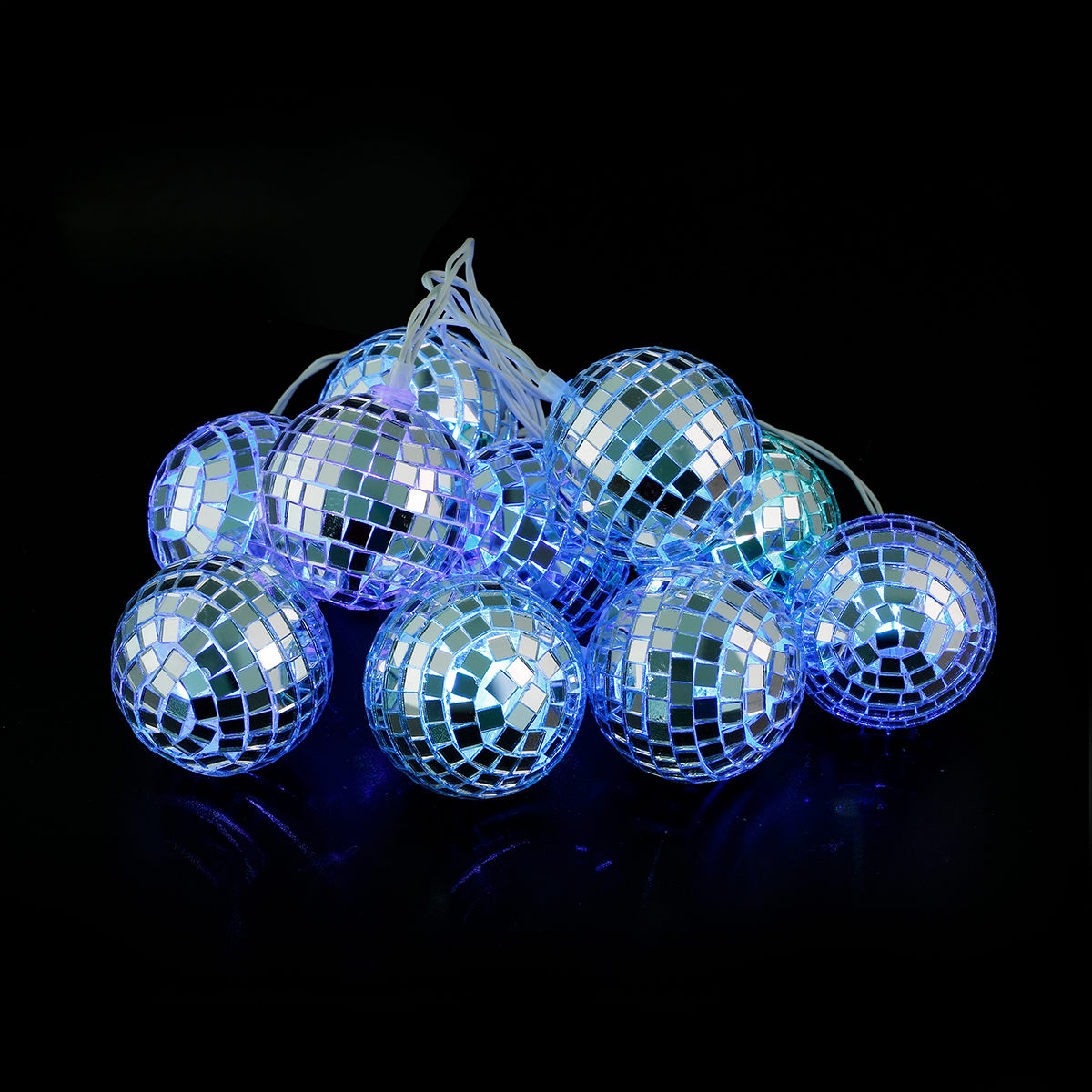 10 LED Colour Changing Mirror Ball String Lights