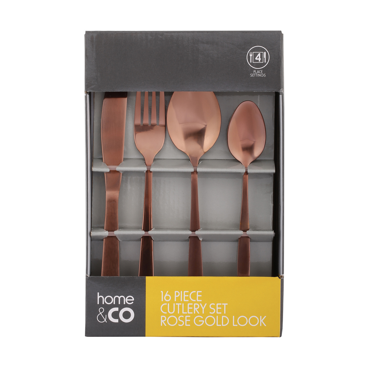 16 Piece Rose Gold Look Cutlery Set Kmart