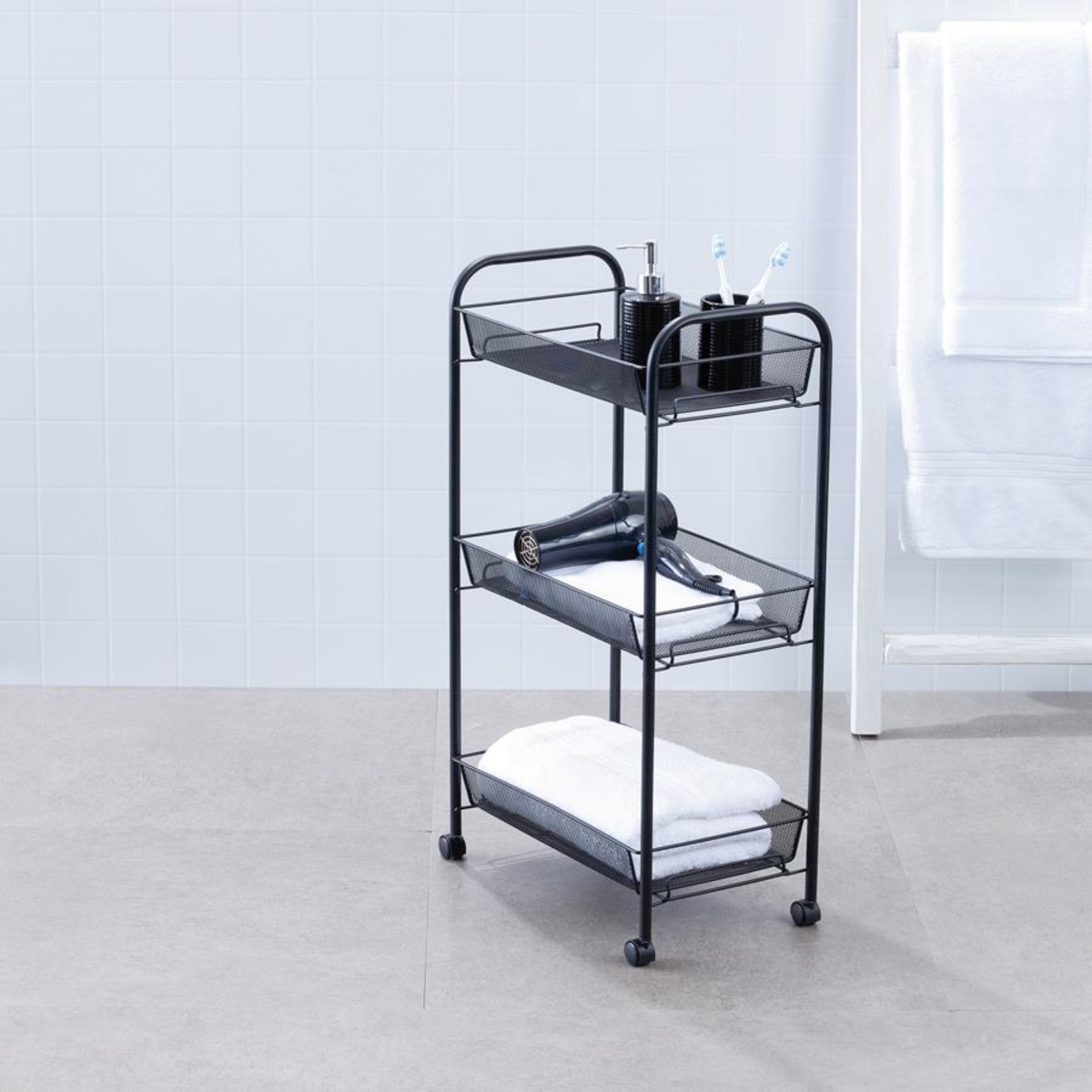 3Tier Trolley Black Kmart