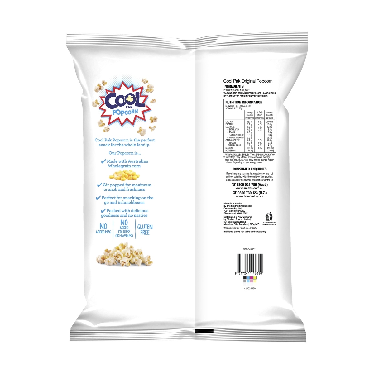 Cool Pak Popcorn Pack of 10, 200g Kmart