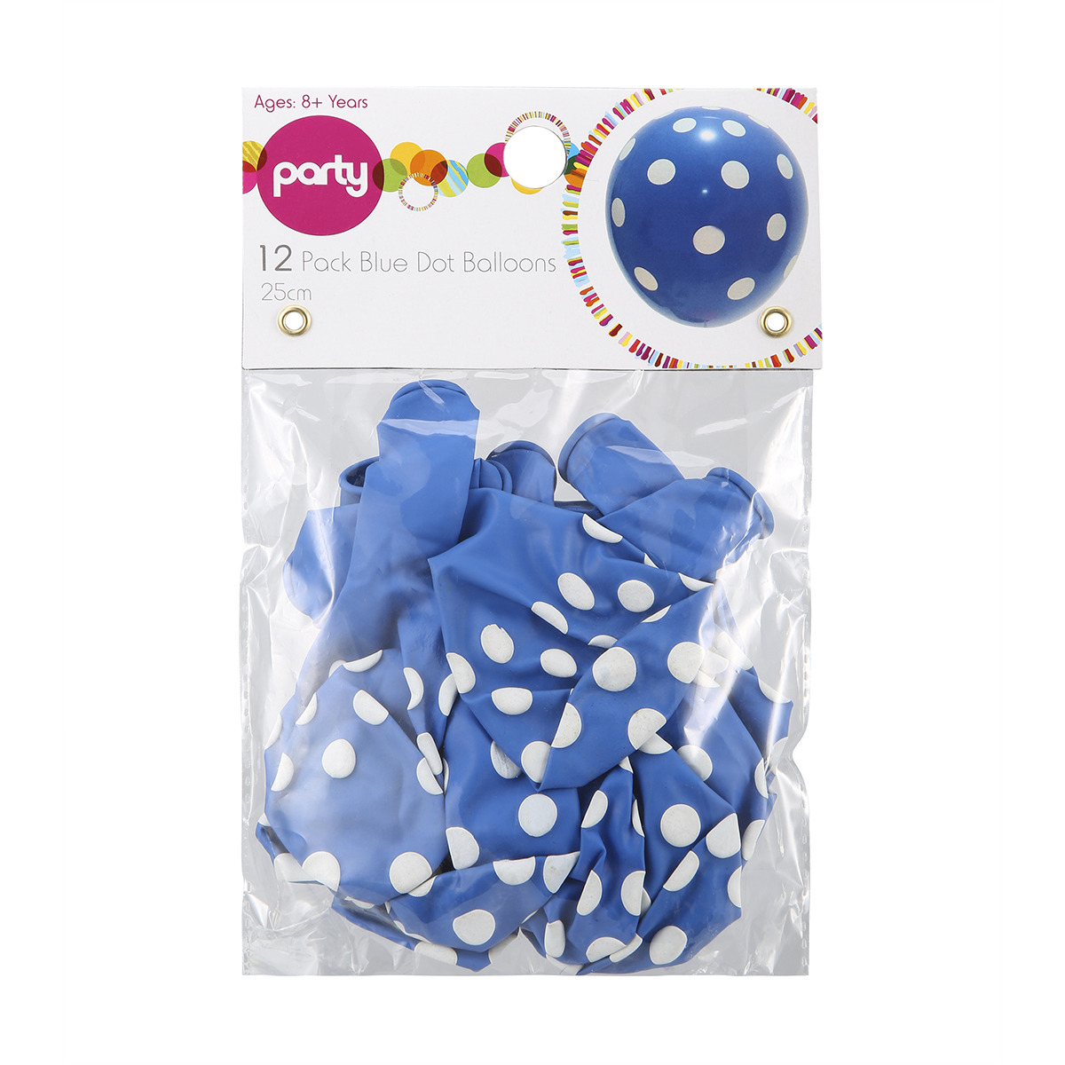 12 Pack Blue Dot Balloons Kmart
