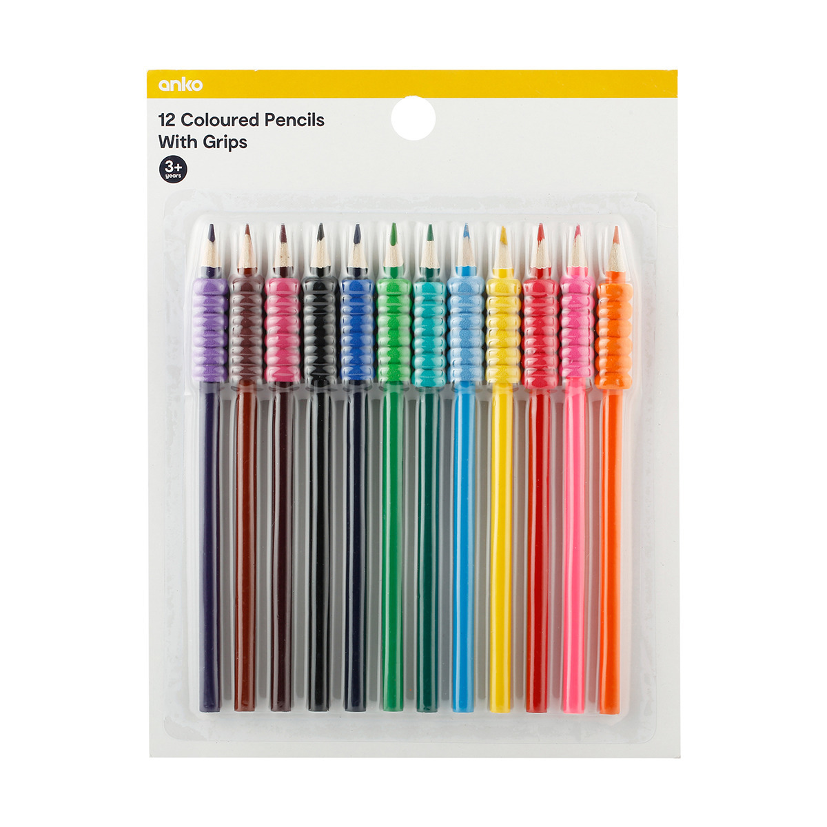 12 Piece Coloured Pencils with Grip Kmart