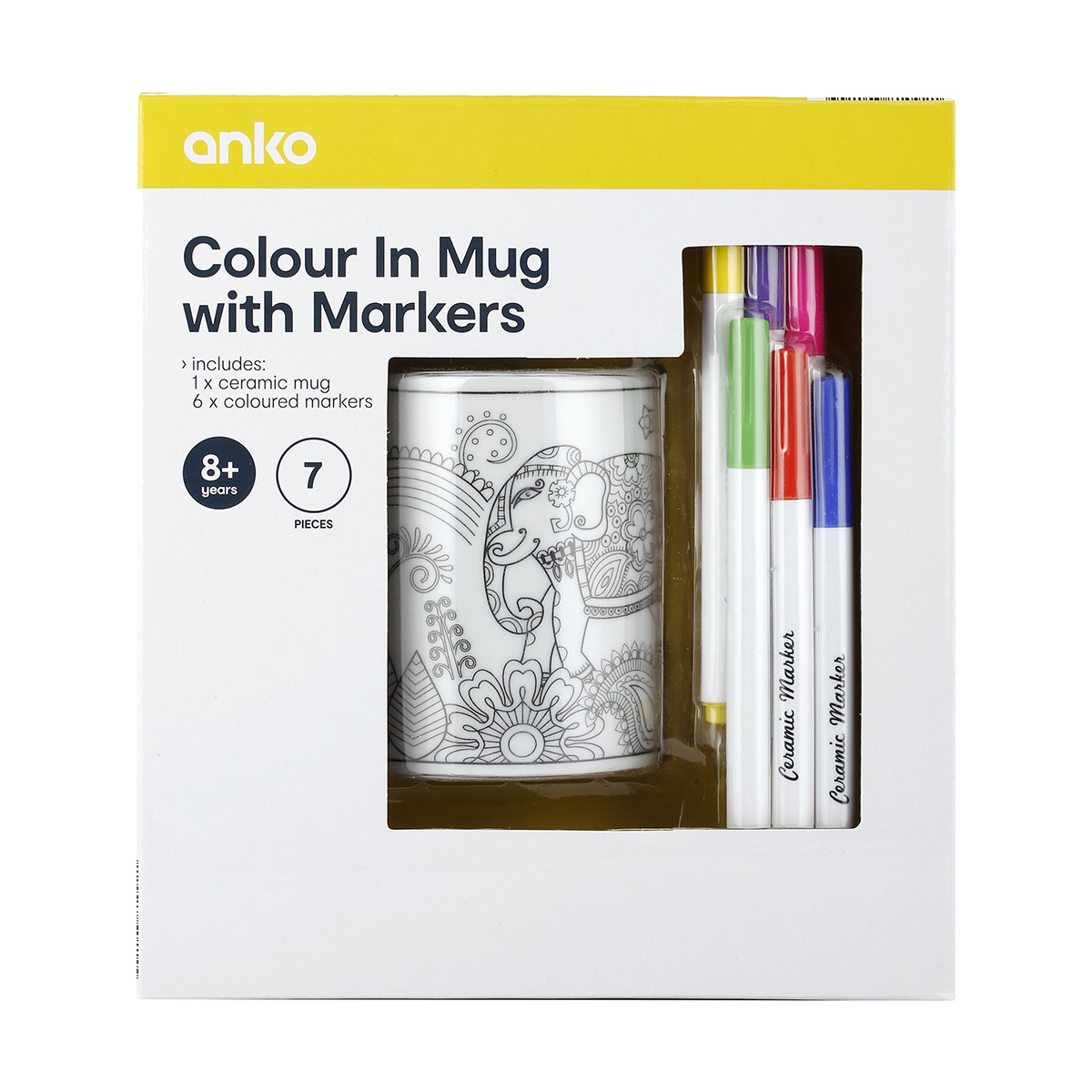 7-Piece Colour-In Mug with Markers
