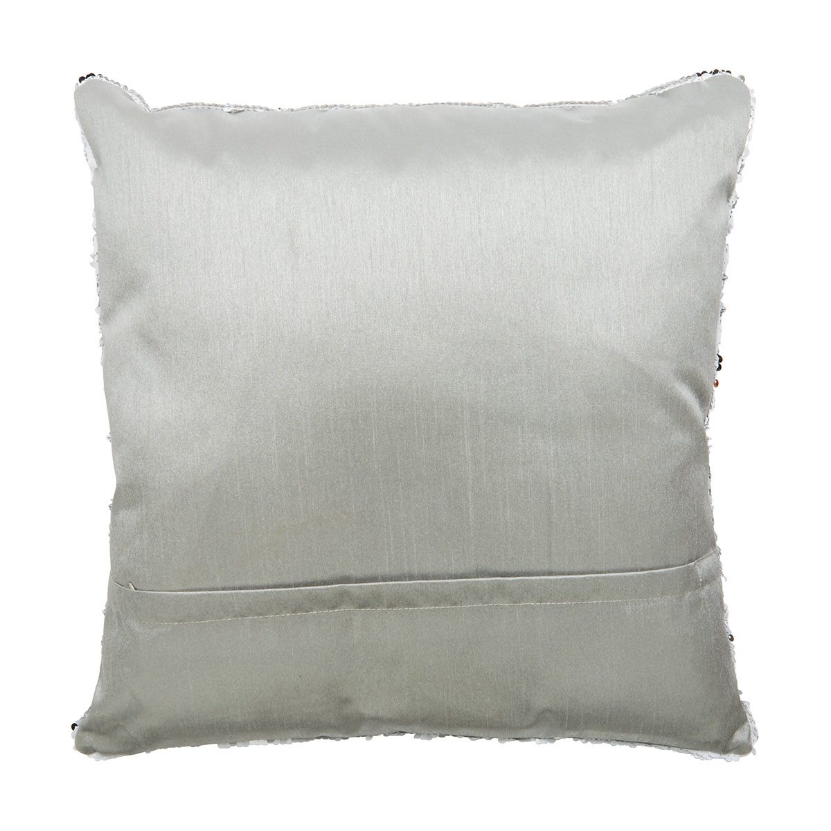 Sequin Cushion Silver Look & White Kmart