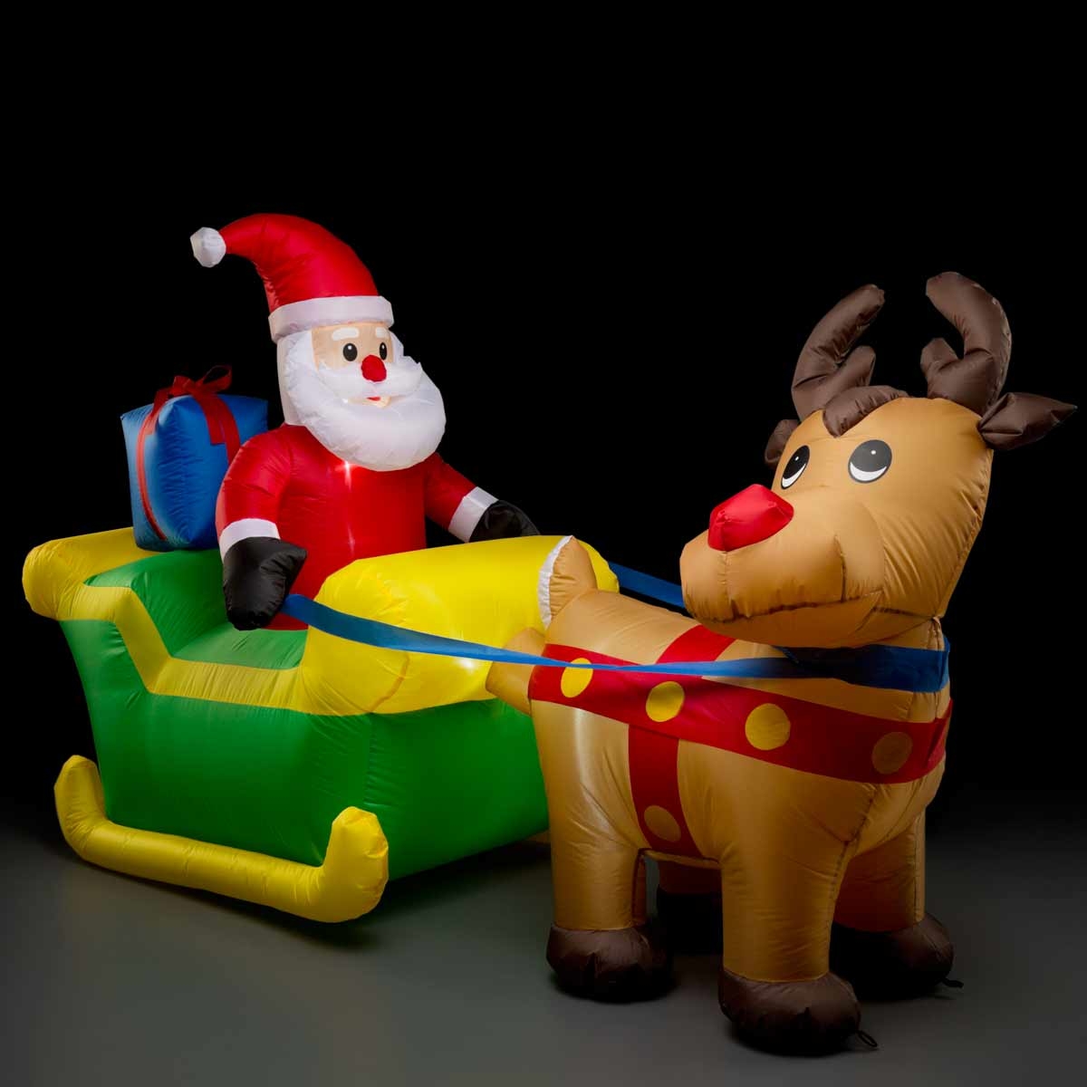 Low Voltage Inflatable Santa & Reindeer Sleigh
