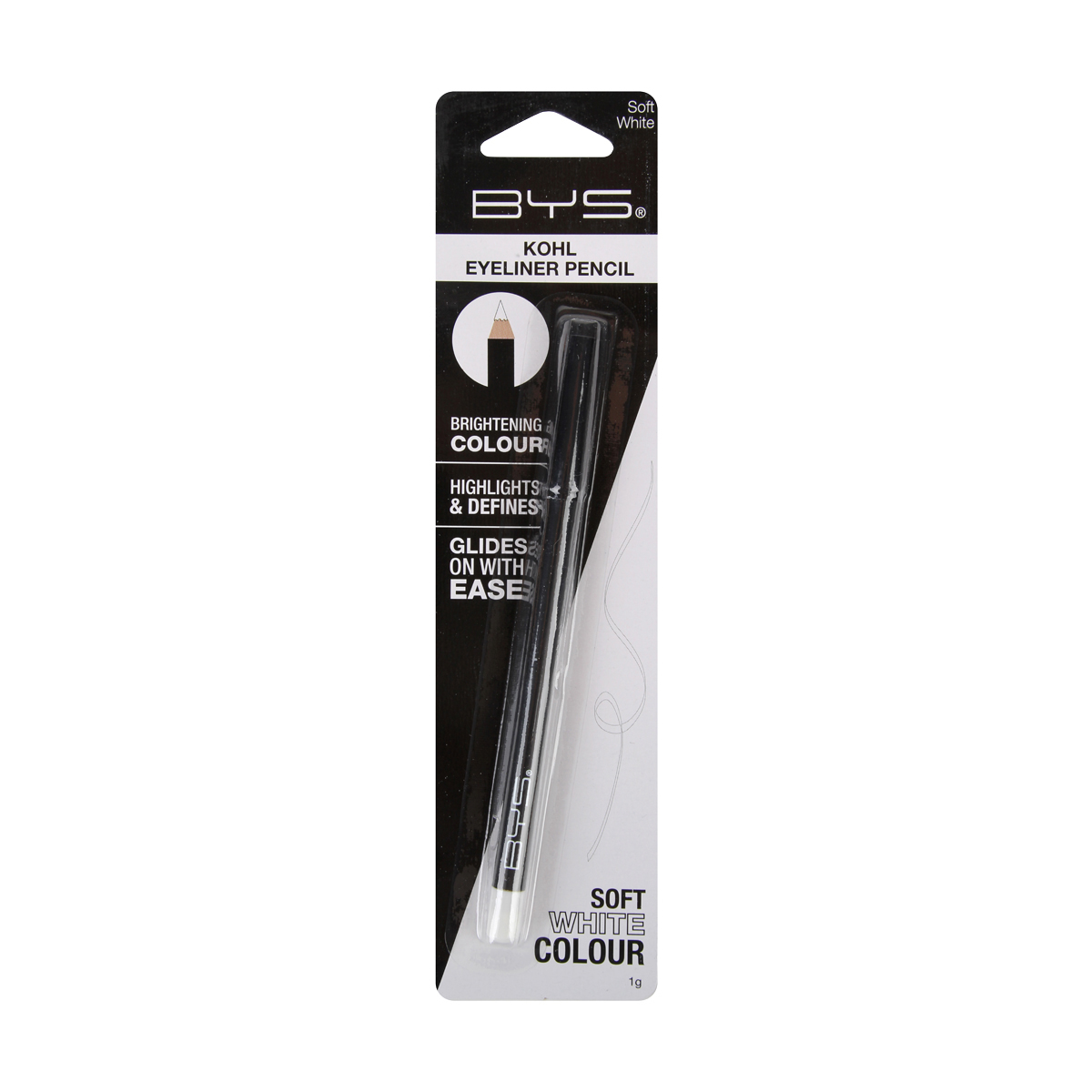 BYS Kohl Eyeliner Pencil 1g, Soft White Kmart