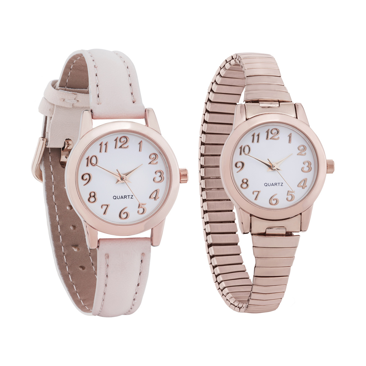 2 Pack Rose Gold Look Classic Watch Kmart