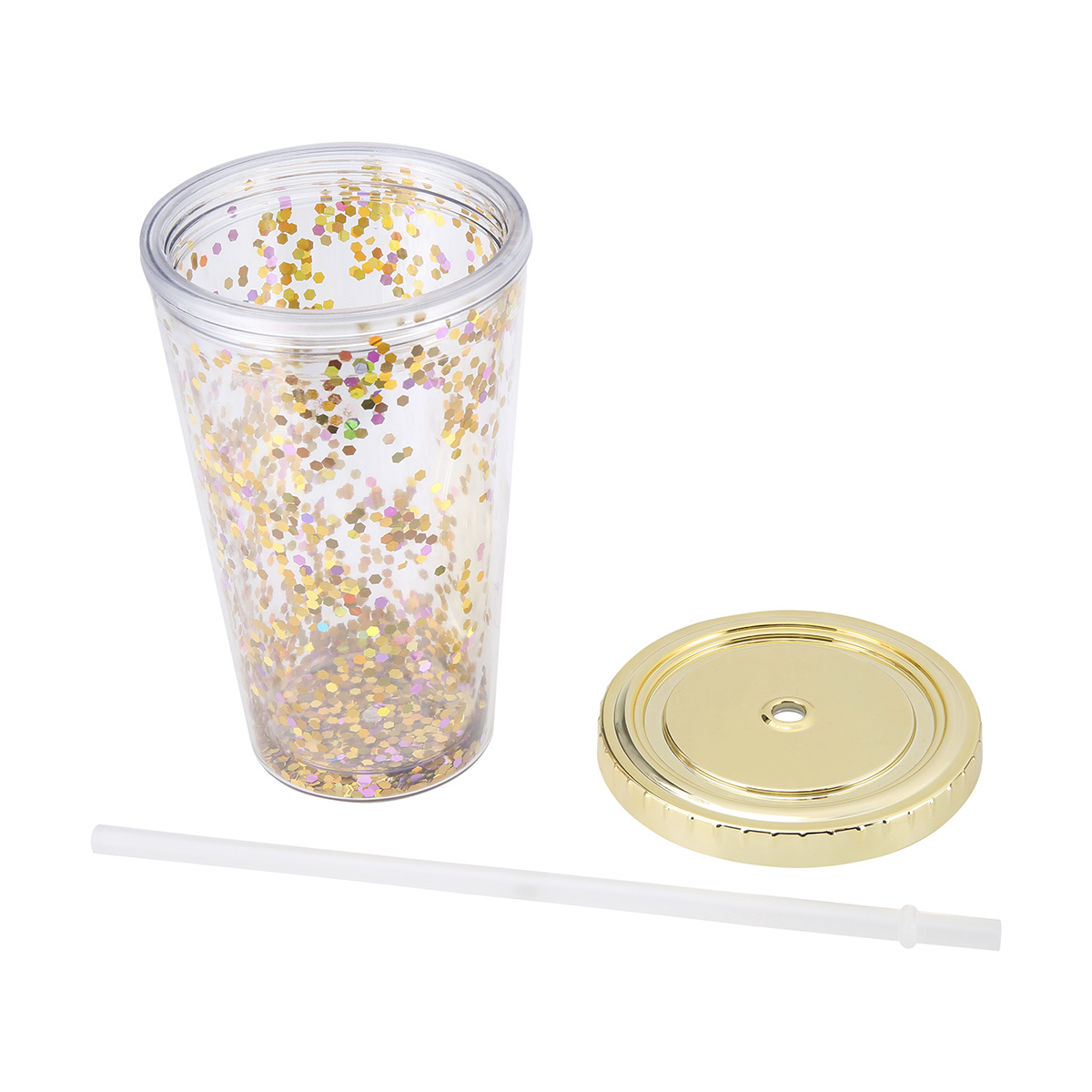 Glitter Cup with Straw Kmart