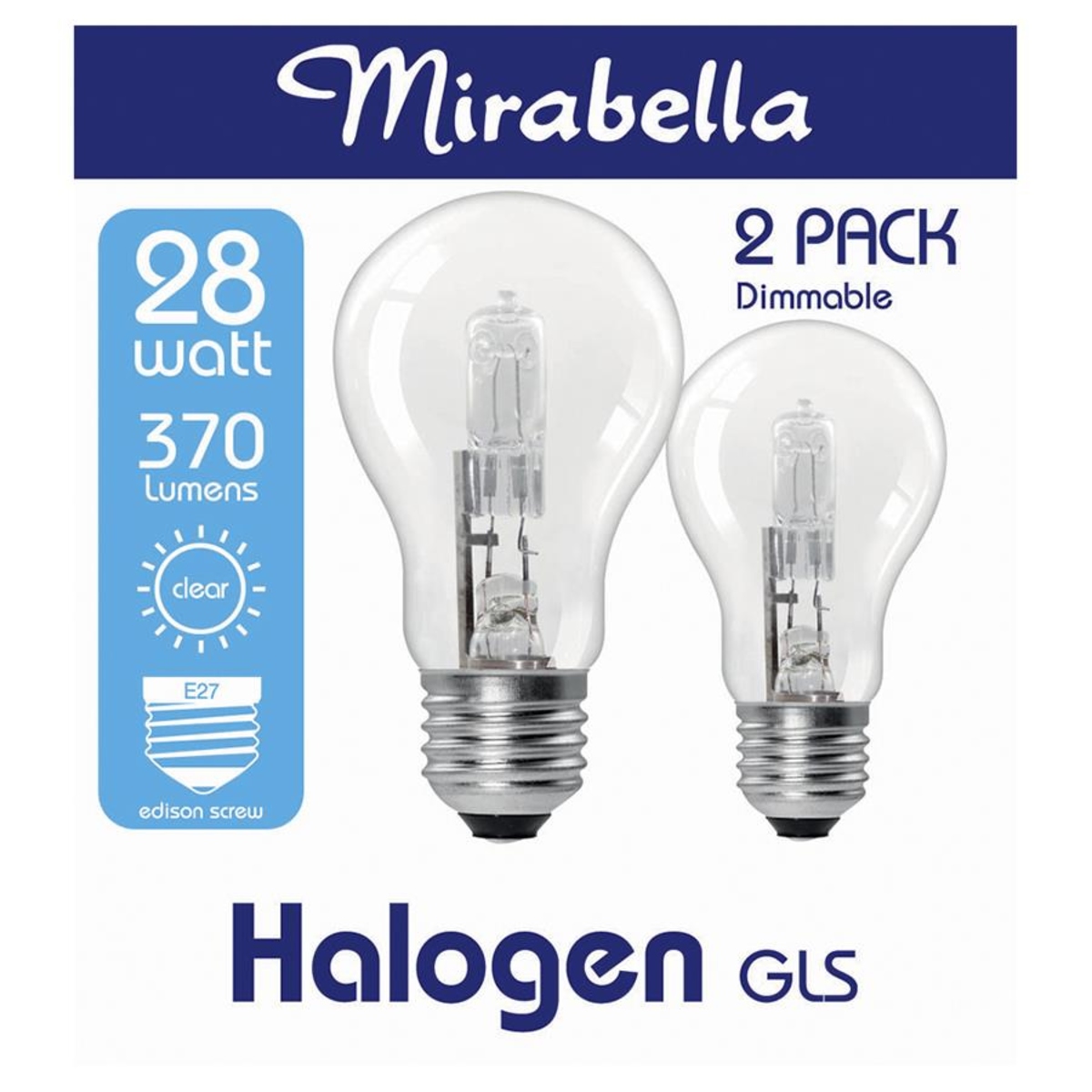 Mirabella 2 Pack E27 28W Dimmable Halogen GLS Bulb Kmart