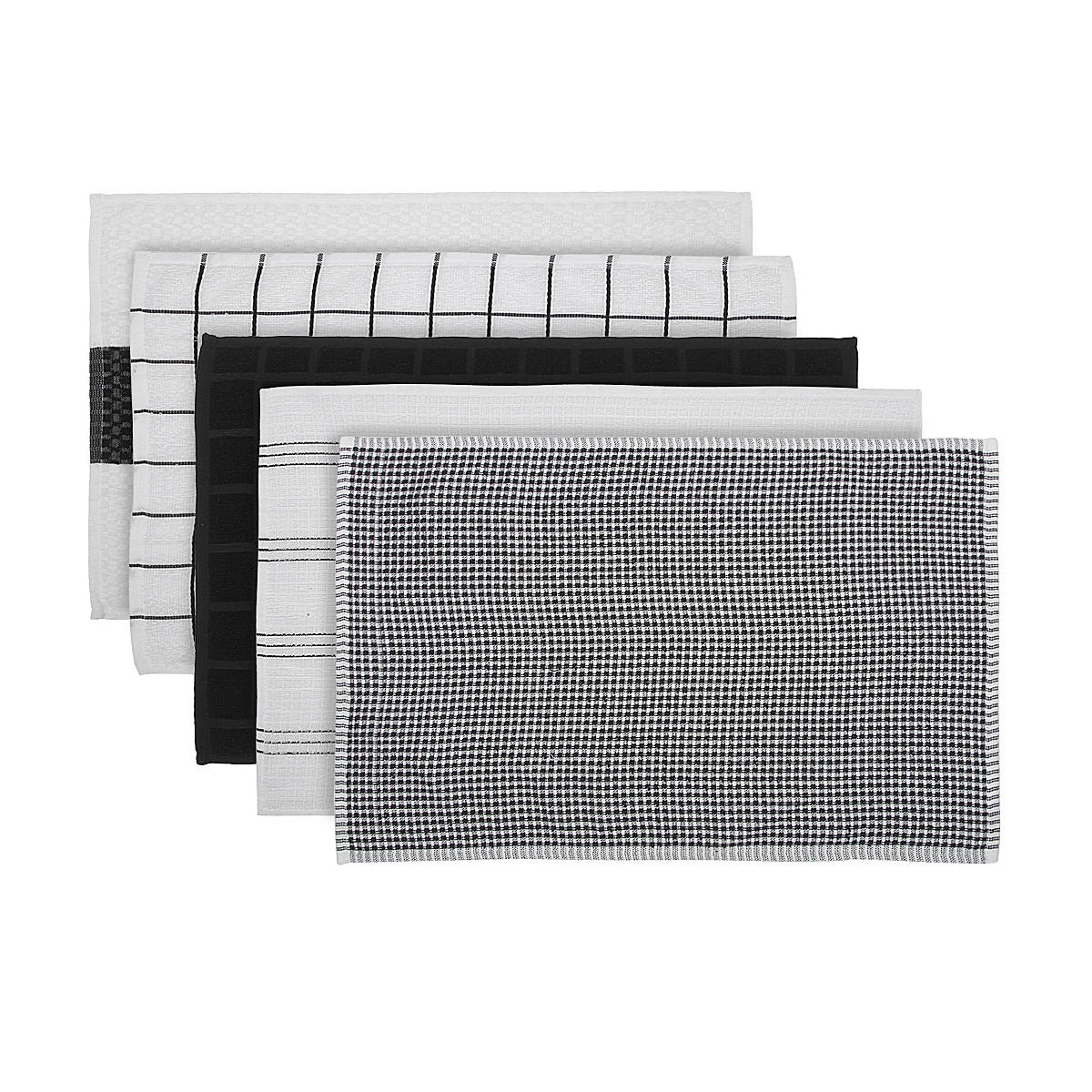 5 Black & White Terry Tea Towels Kmart