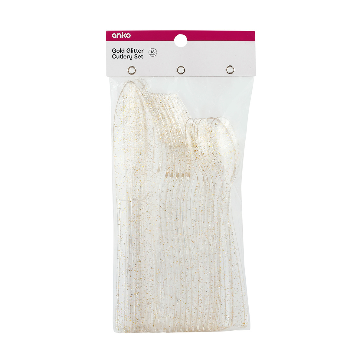 18 Pack Gold Look Glittery Cutlery Kmart