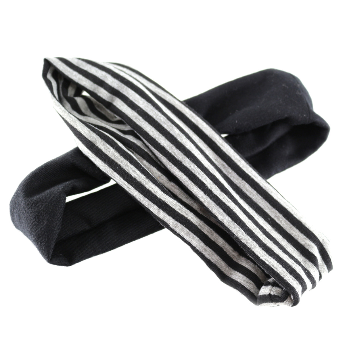 2 Pack Black & Grey Stripe Soft Headbands Kmart