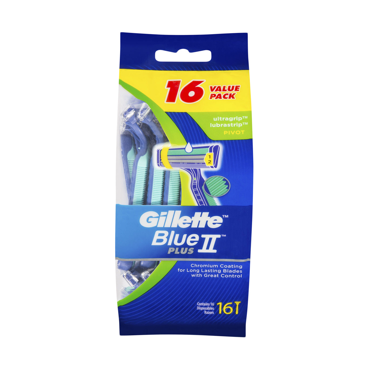 Gillette 16 Pack Blue II Plus Disposable Razors Kmart