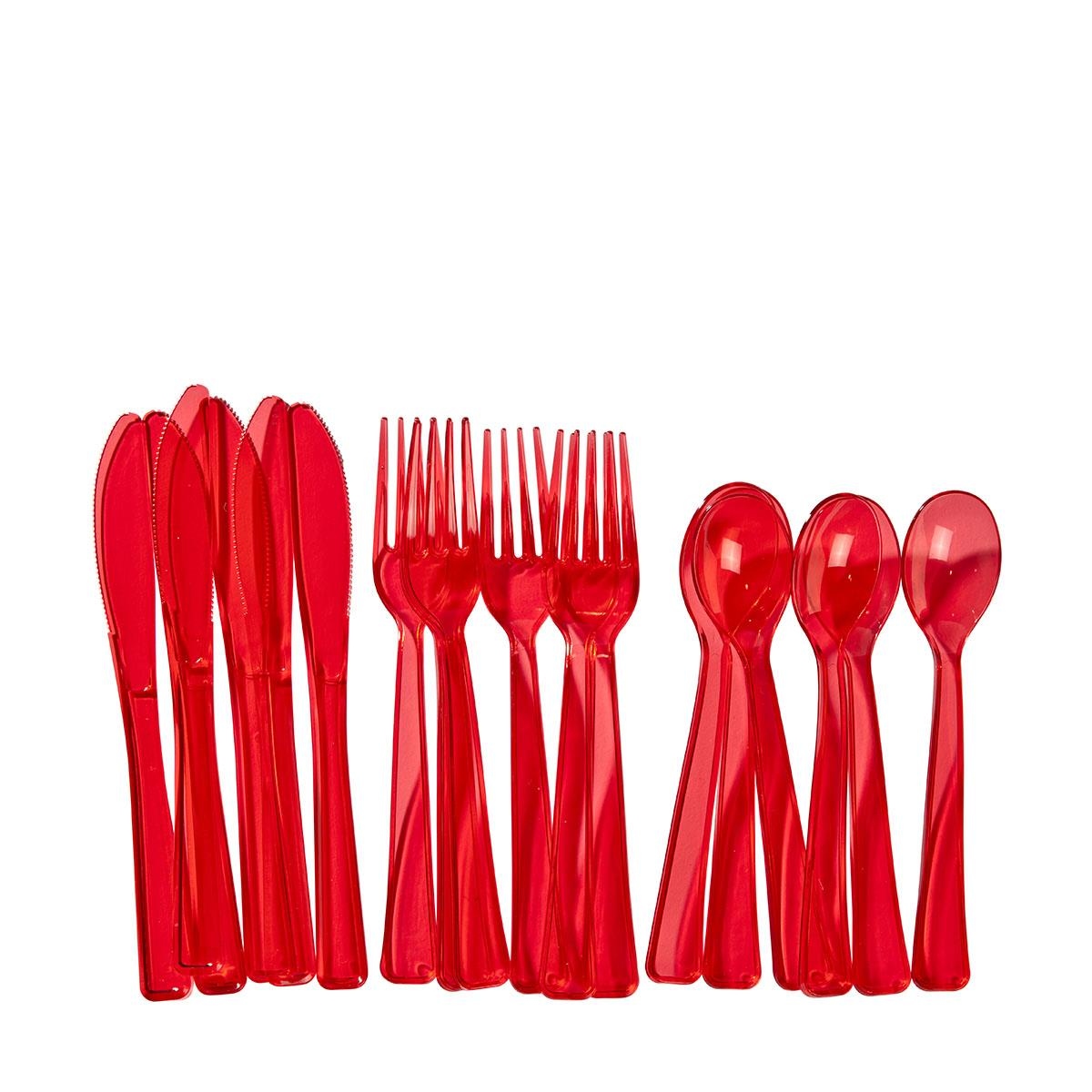 18 Pack Red Cutlery Set