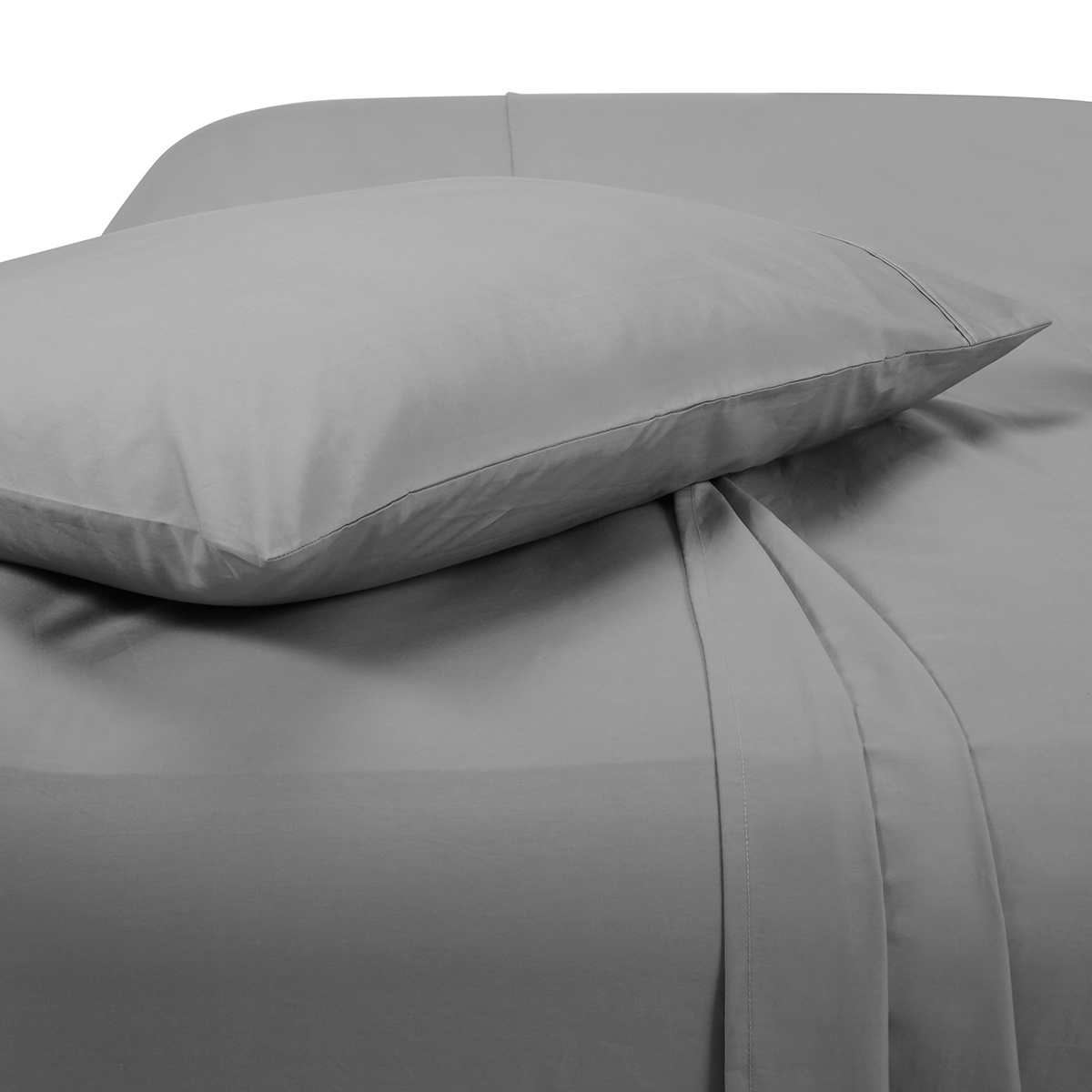 Plain Dyed Fitted Sheet Set Single Bed, Grey Kmart