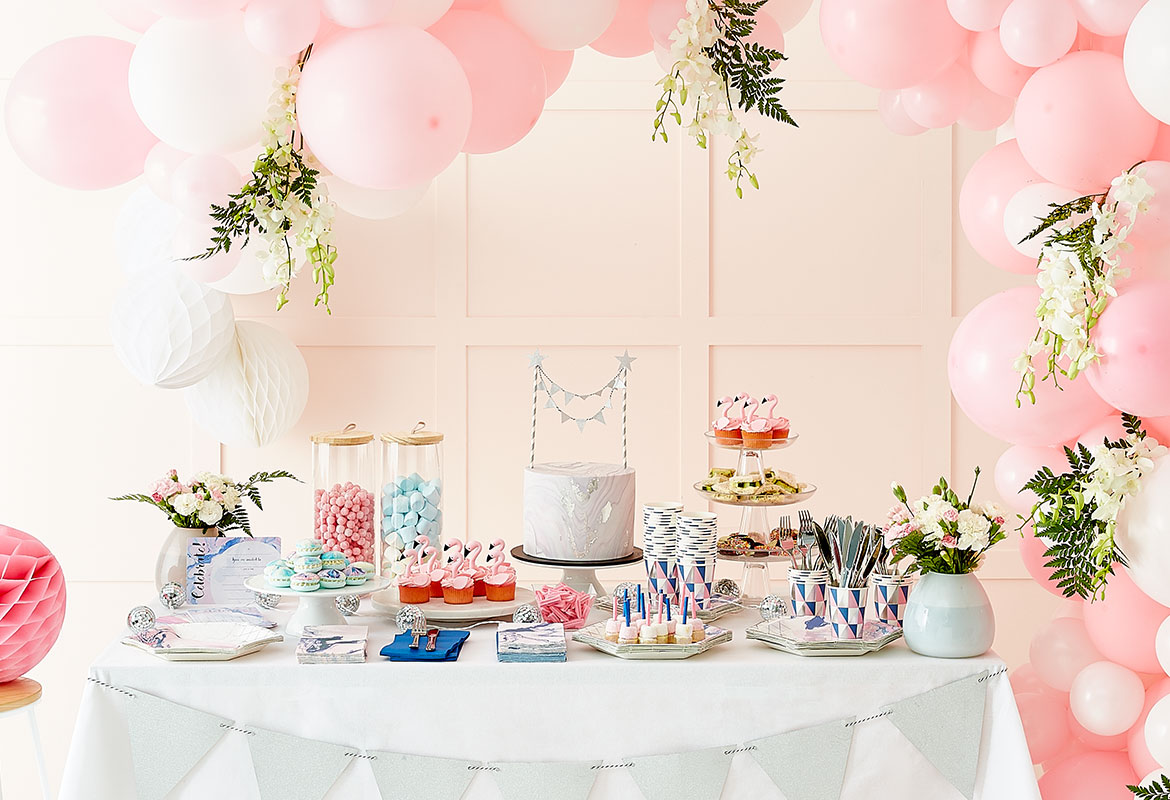 stylish party  decor  midnight pastel marble Kmart