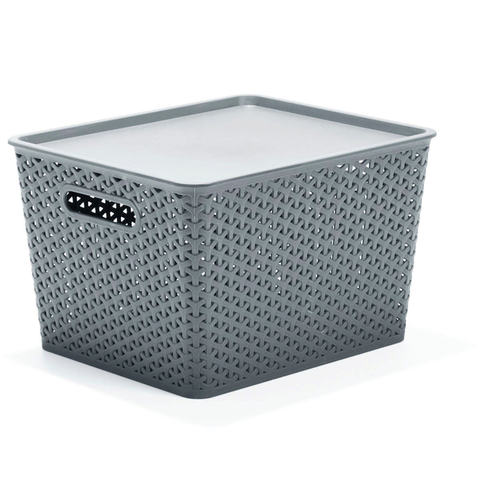 Storage Container With Lid Medium Grey Kmart