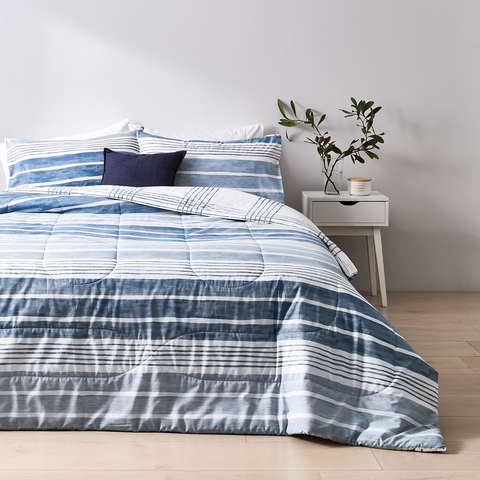 Sullivan Reversible Comforter Set, White Single Bed Comforter Set