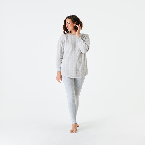 Fleece Top And Ribbed Pants Pyjama Set Kmart