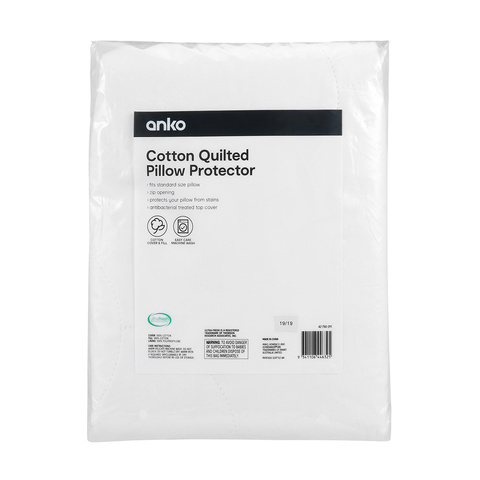 Cotton Quilted Pillow Protector White Kmart