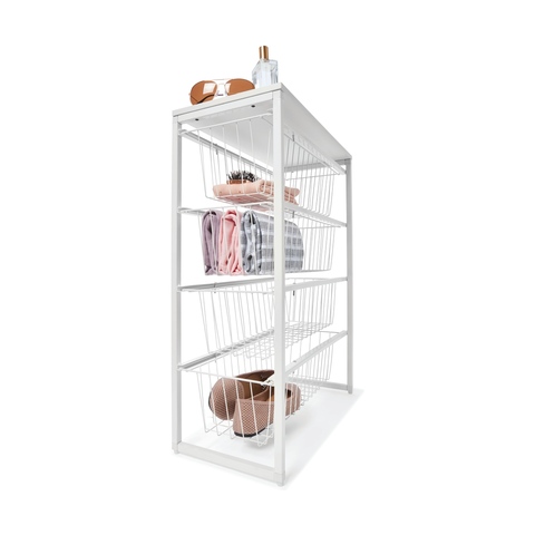4 Wire Drawer Narrow Unit White Kmart, Wire Shelving Unit With Drawers
