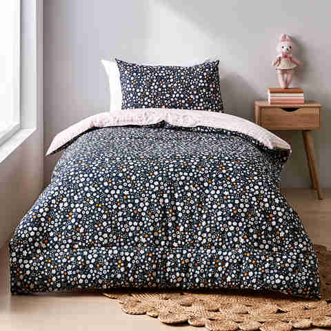 Fl Reversible Comforter Single Bed Kmart Fl Reversible Comforter Single Bed, White Single Bed Comforter Set