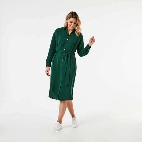 midi long sleeve shirt dress