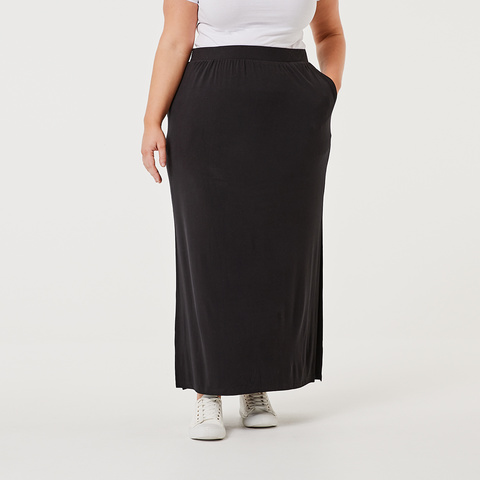 black knit maxi skirt