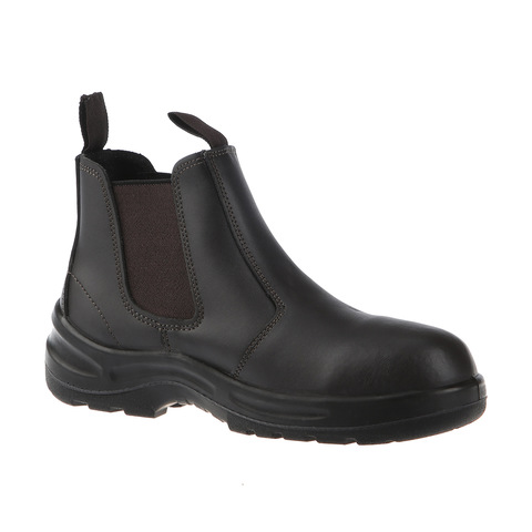 black leather slip on boots