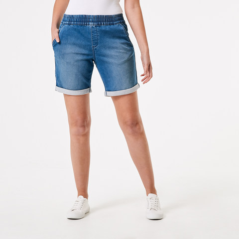 denim jogger shorts