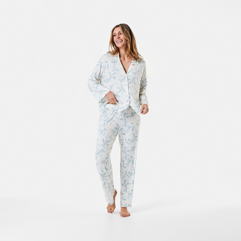 Button Front Long Sleeve Pyjama Set Kmart