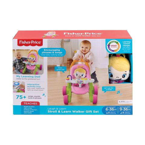 fisher price stroll along walker gift set