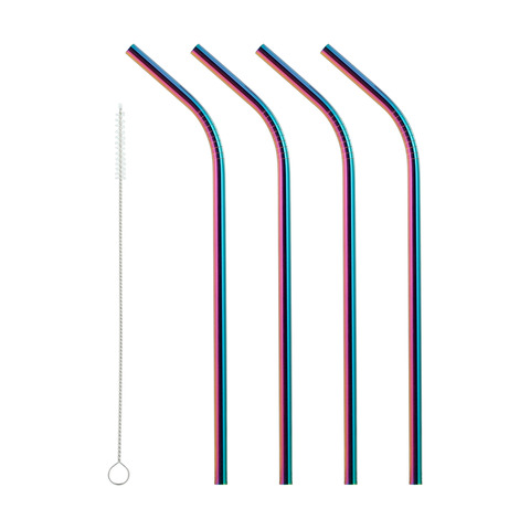 4 pack iridescent metal straws kmart