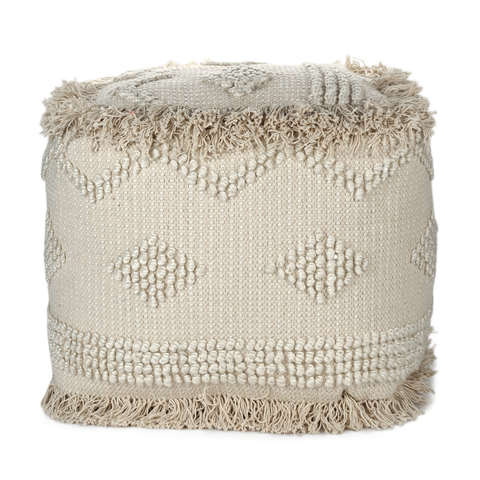 Fringe Ottoman - White | Kmart
