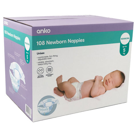 108 Pack Nappies for Newborns | Kmart