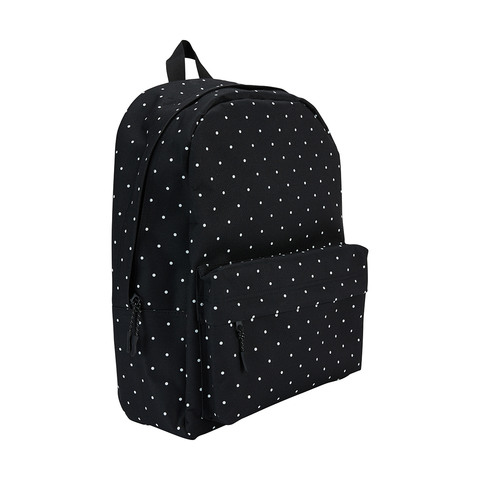 black polka dot backpack